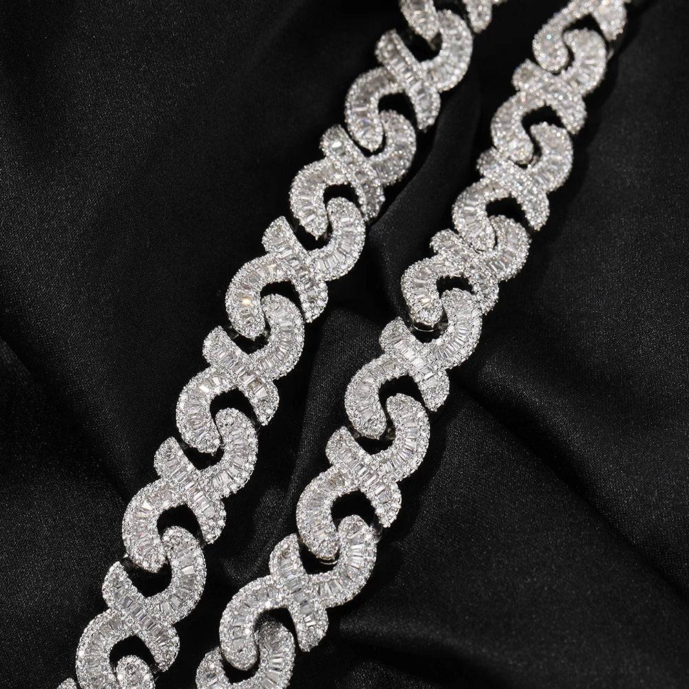 Uwin 12mm Infinity Chain Baguette Cuban Necklace Cubic Zirconia Micropave Charm y2k Jewelry Women Accessories Gifts - Uknowucme