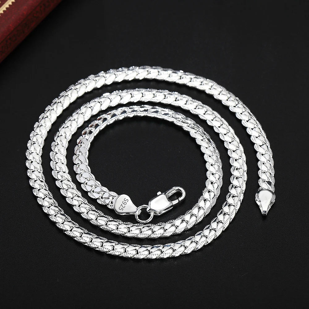 18K Gold/Silver Color 6mm Full Sideways Necklace 8/18/20/24 Inch Chain For Woman Men Fashion Wedding Engagement Jewelry - Uknowucme