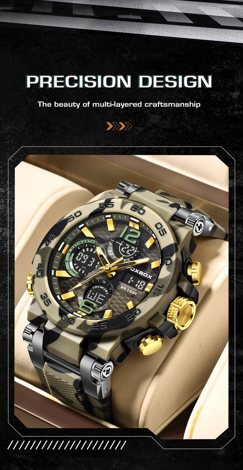 FOXBOX Military Digital Watch for Men Camouflage Waterproof Wristwatch Mens Shockproof Sport Quartz Tactical Clock Montre Homme - Uknowucme