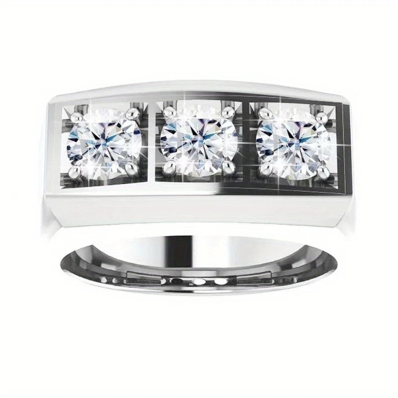 A 925 silver 0.9 carat round moissanite simple, casual, noble, generous and versatile high-quality men's and women's ring - Uknowucme