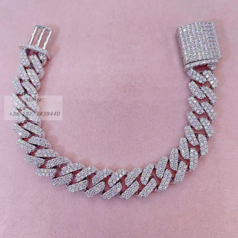 Box Lock Icedout Diamond Custom Cuban Link Chain Luxury Jewelry S925 Necklace Cuban Chain Necklace Moissanite Cuban