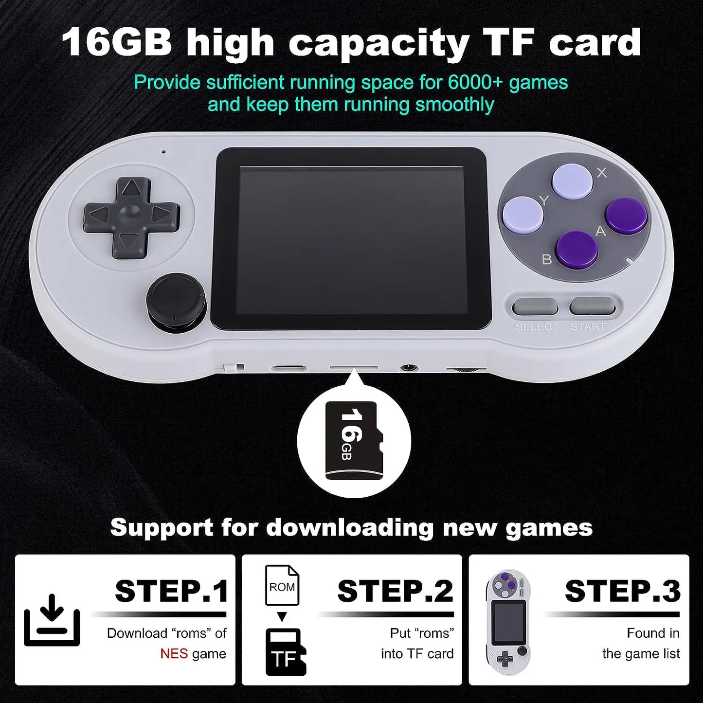 Mini Pocket Handheld Game Player SF2000 Video Game Portatil 6000+ Games 3.0 Inch Consolas De Videojuegos for SNES/GBA/MAME