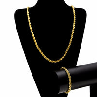 Gold Silver Color 6mm/ 1cm Rope Chain Set For Men And Women Punk Necklace - Uknowucme