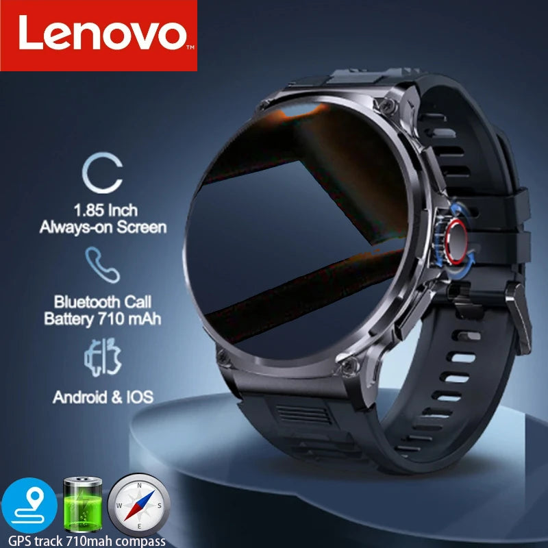 Lenovo New 1.85-inch ultra HD smartwatch, GPS track, HD Bluetooth call; 710 mah large battery 400+ dial, suitable for Huawei - Uknowucme