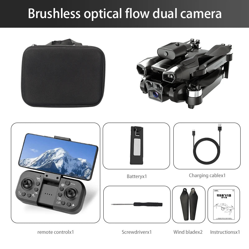 Drone aerial view brushless motor with obstacle avoidance optical flow foldable quadrotor foldable remote control airplane toy - Uknowucme