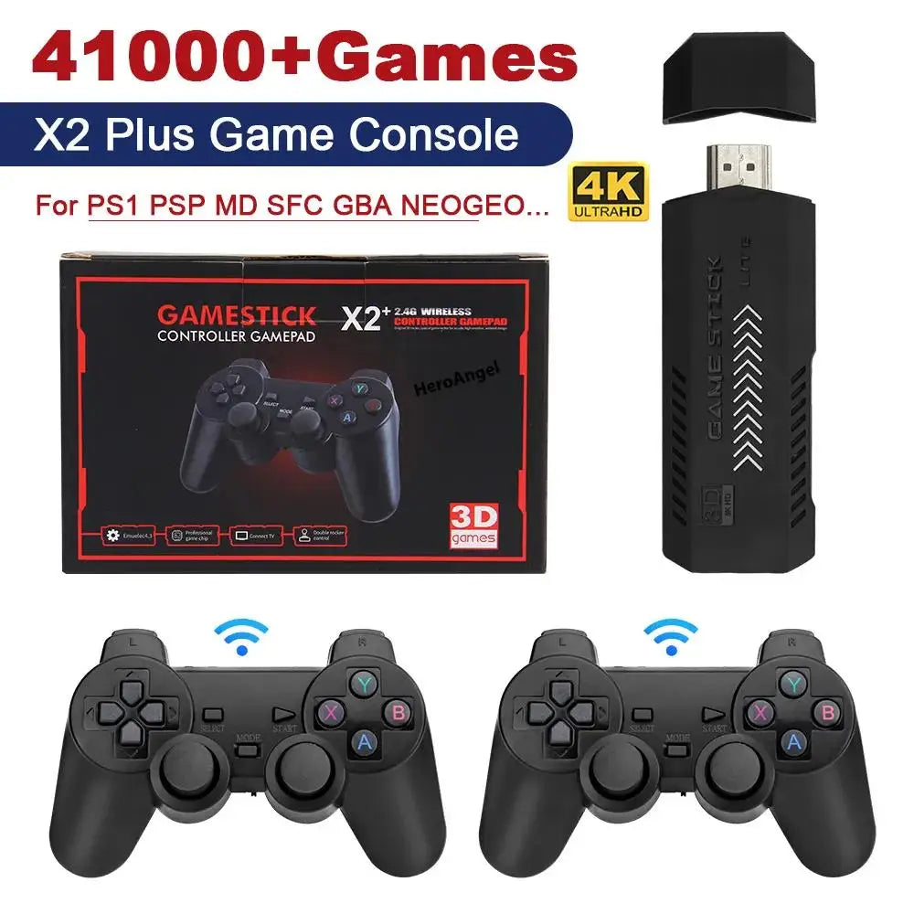 X2 Plus 128G 40000 Game GD10 Pro 4K Game Stick 3D HD Retro Video Game Console Wireless Controller TV 50 Emulator For PS1/N64/DC