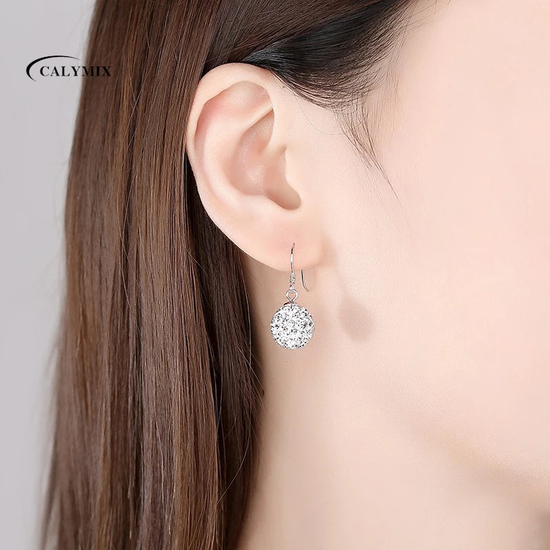 NEW S925 Sterling Silver Color Simple Round Bling CZ Zircon Stone Stud Earrings Fashion Jewelry Korean Earrings for Women Girl - Uknowucme