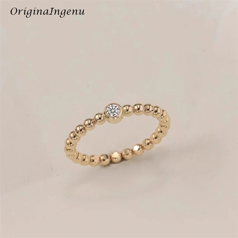 14K Gold Filled Moissanite Ring Handmade Beads Band Ring Minimalism Jewelry Tarnish Resistant Jewelry Boho Women Ring - Uknowucme