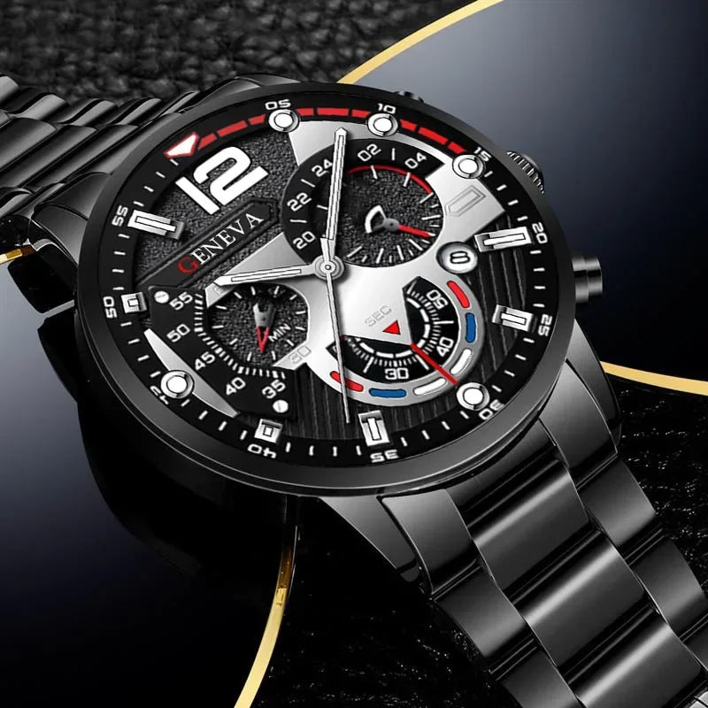 NEWFashion Mens Stainless Steel Watches Luxury Quartz Wristwatch Calendar Luminous Clock Men Business Casual Watch Reloj Hombre - Uknowucme