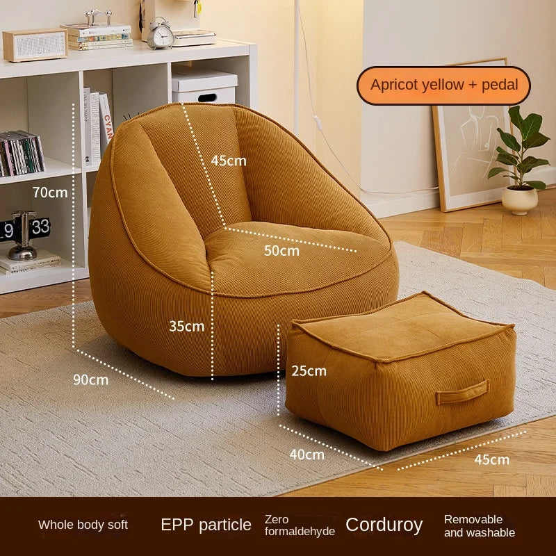 X&D Bean Bag Lazy Corduroy Comfortable Sofa Single Bed Tatami Bedroom Balcony Casual Lightweight Small Sofa Living Room 2024 New - Uknowucme