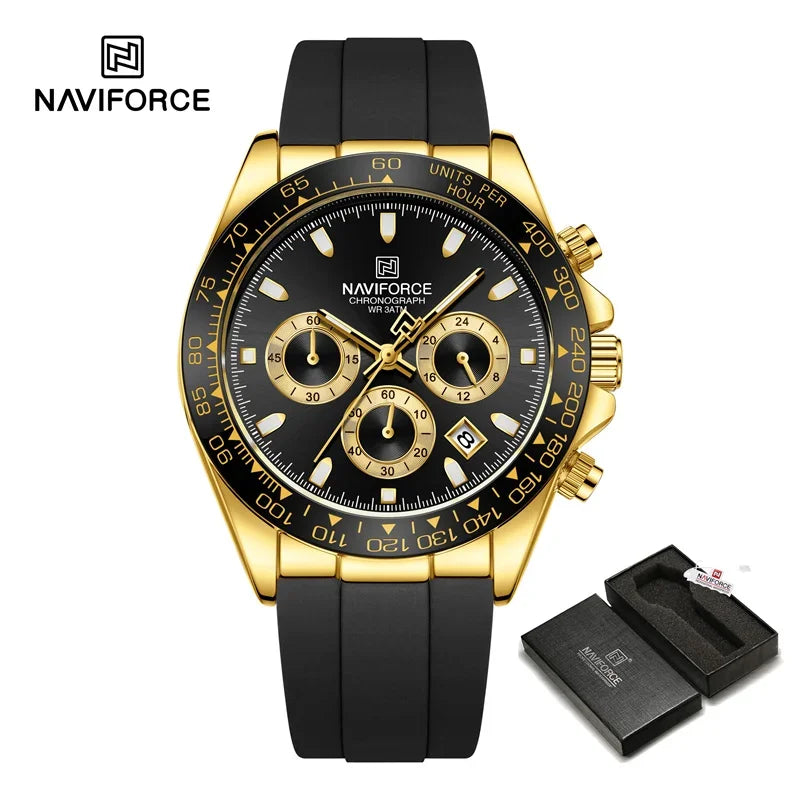 NAVIFORCE NF8054 Original Watches For Men Silicone Band Casual Sport Chronograph Luminous Wristwatch Relogio Masculino Male Gift - Uknowucme