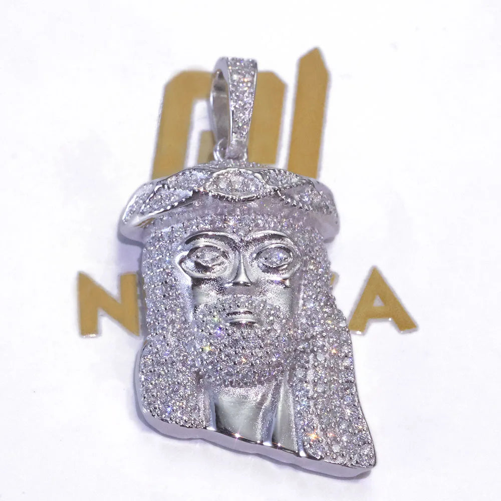 ESKEEM Hip Hop Moissanite Small Jesus Head Pendant 18k Gold Plated 925 Sterling Silver Iced Out VVS Jewelry Pass Diamond Test