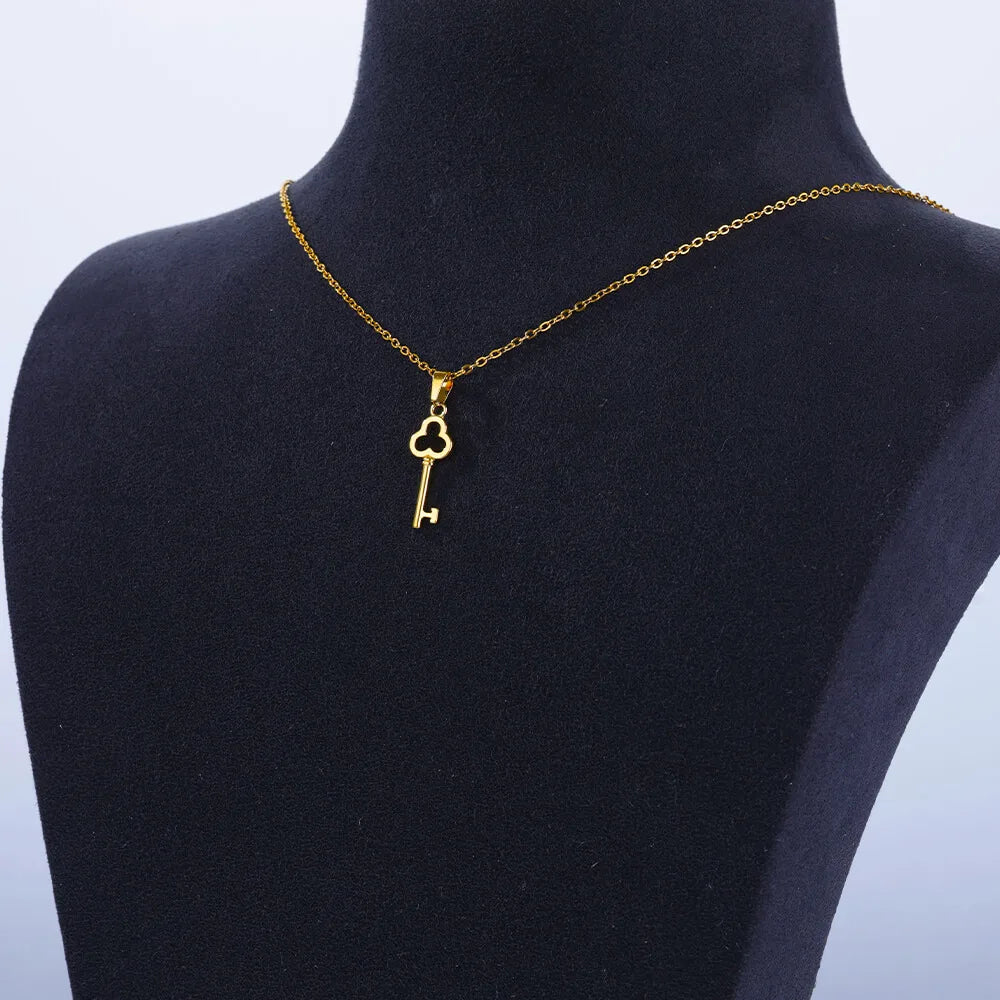 316L Stainless Steel Gold Color key Pendant For Women Non-fading Necklaces Accessories Top Quality Jewelry Gifts