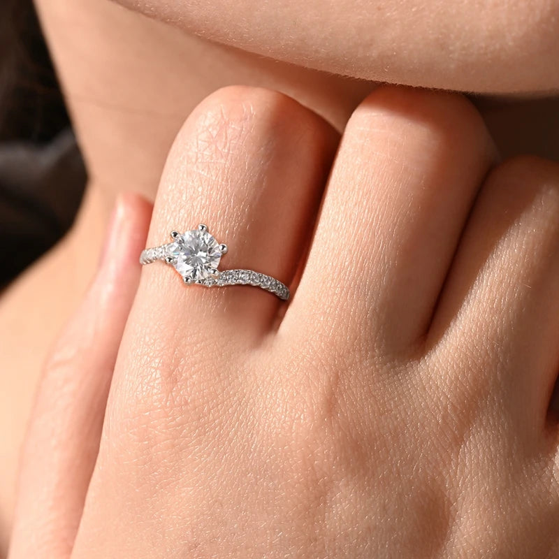 Moissanite Ring Real 925 Sterling Silver Simple Sparkling Shiny Oval Stone Ring For Women Engagement Wedding Luxury Fine Jewelry - Uknowucme