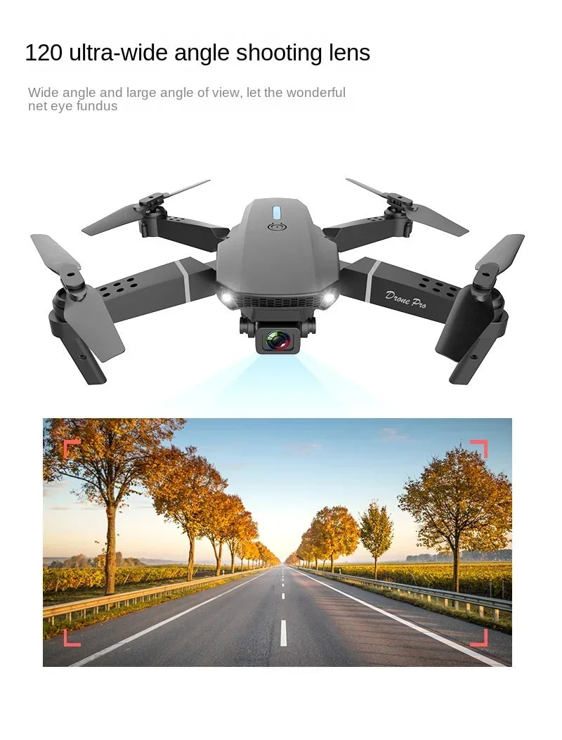 Drone E88 Pro Drone Aerial Photography High Definition 4k Dual Camera Quad Axis Remote Control Aircraft Children's Toys - Uknowucme