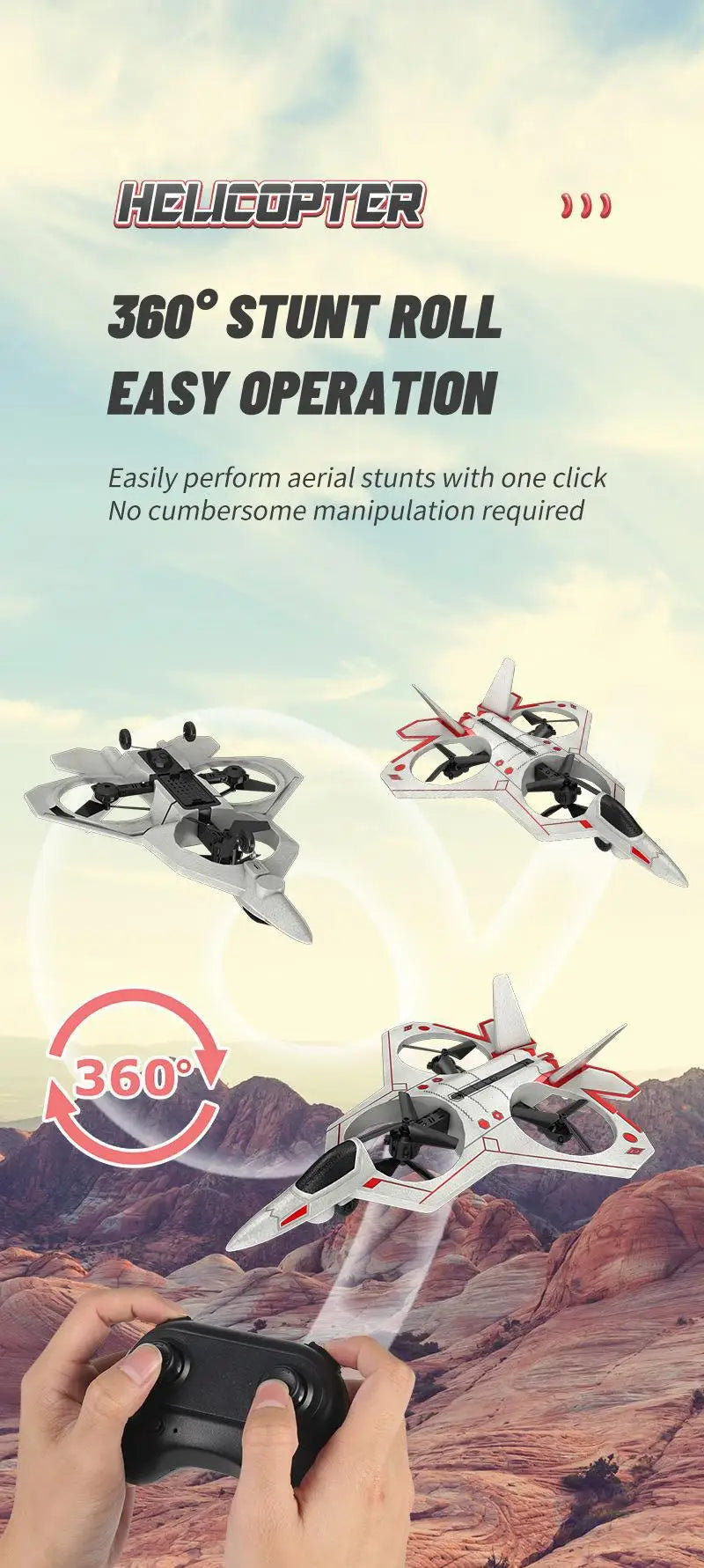 Drone Stunt Fighter Aircraft Model Four-axis Aircraft Remote Control Aircraft Foam Aircraft Roll Rotation Suspension - Uknowucme