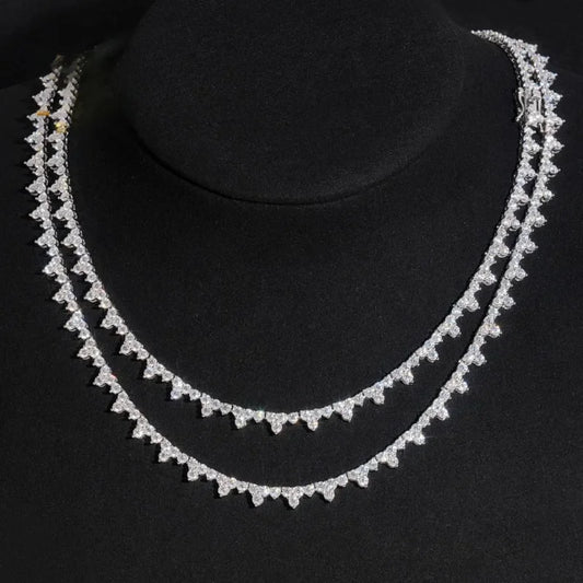 925 Silver 2.5MM Real Moissanite Tennis Necklace 3 Prong Hiphop Jewelry Bling Diamond Link Chain Necklaces Women Men Pass Tester - Uknowucme