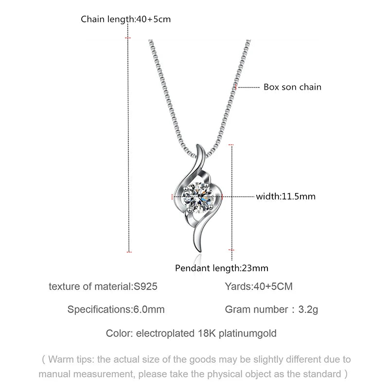 HOYON S925 silver d color VVS moissanite diamond 18k gold necklace women's jewelry ins niche design round pendant clavicle chain - Uknowucme