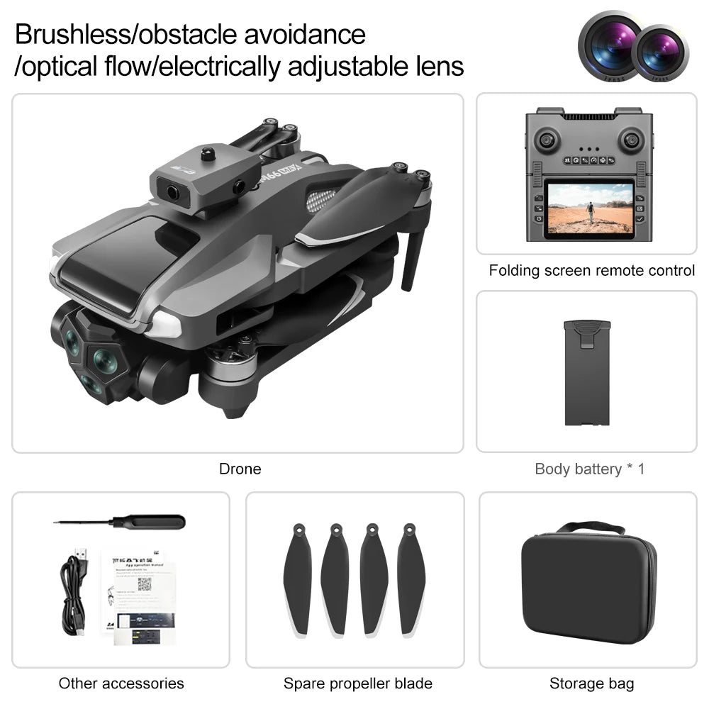 2025 New Drone with 4K Dual Camera Professional Video Drone Quadcopter 360 Intelligent Obstacle Avoidance for Gift Drone - Uknowucme