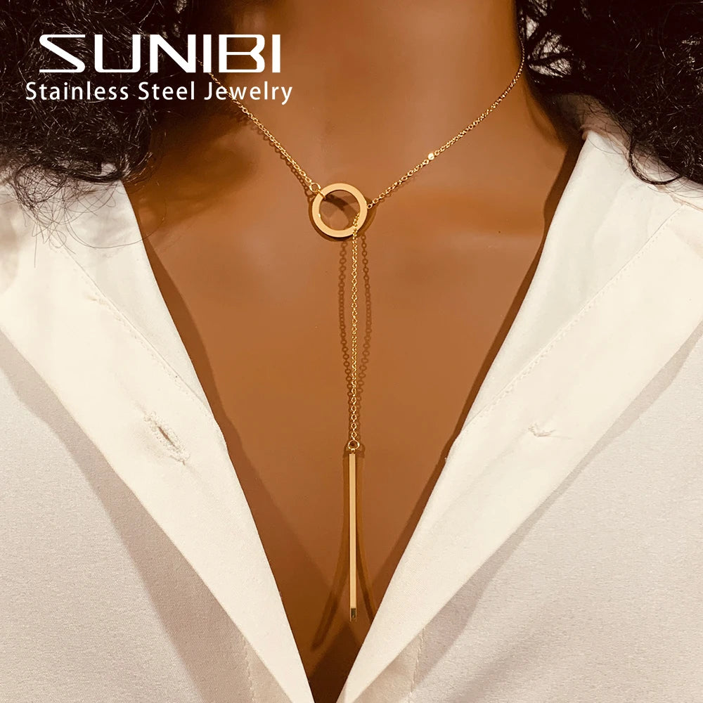 SUNIBI Fashion Stainless Steel Necklace for Woman Personality Infinity Cross Pendant Gold Color Necklaces on Neck Women Jewelry - Uknowucme