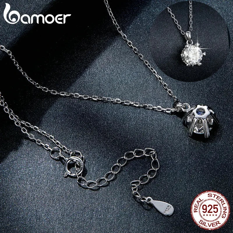 Bamoer 1 Carat Moissanite Pendant Necklace For Women High Quality 925 Sterling Silver Wedding Party Bridal Fine Jewelry 3 Colors - Uknowucme