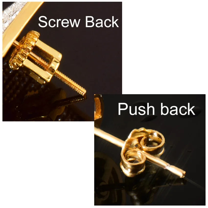 CUC 12MM Men Round Stud Earring Iced Out Cubic Zirconia Women Screw/Push  Earrings Hip Hop Jewelry Fashion Gift - Uknowucme