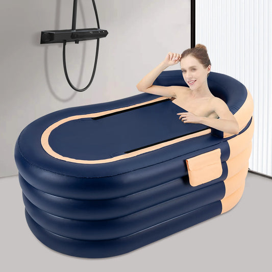 Inflatable Adult Bathtub with Wireless Electric Air Pump for Hot Water Bath Ice Bath Blue / Orange - Uknowucme