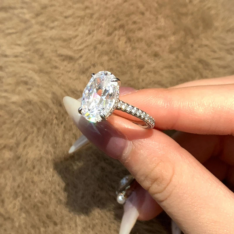 Moissanite Ring 100% Real 925 Sterling Silver Diamond Party Wedding Band Rings for Women Bridal Engagement Jewelry GRA Certified - Uknowucme