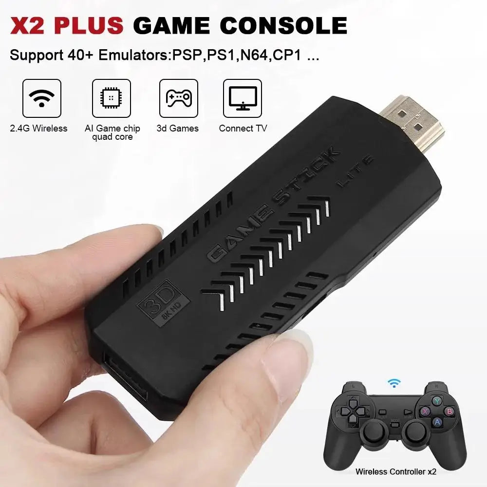 X2 Plus 128G 40000 Game GD10 Pro 4K Game Stick 3D HD Retro Video Game Console Wireless Controller TV 50 Emulator For PS1/N64/DC