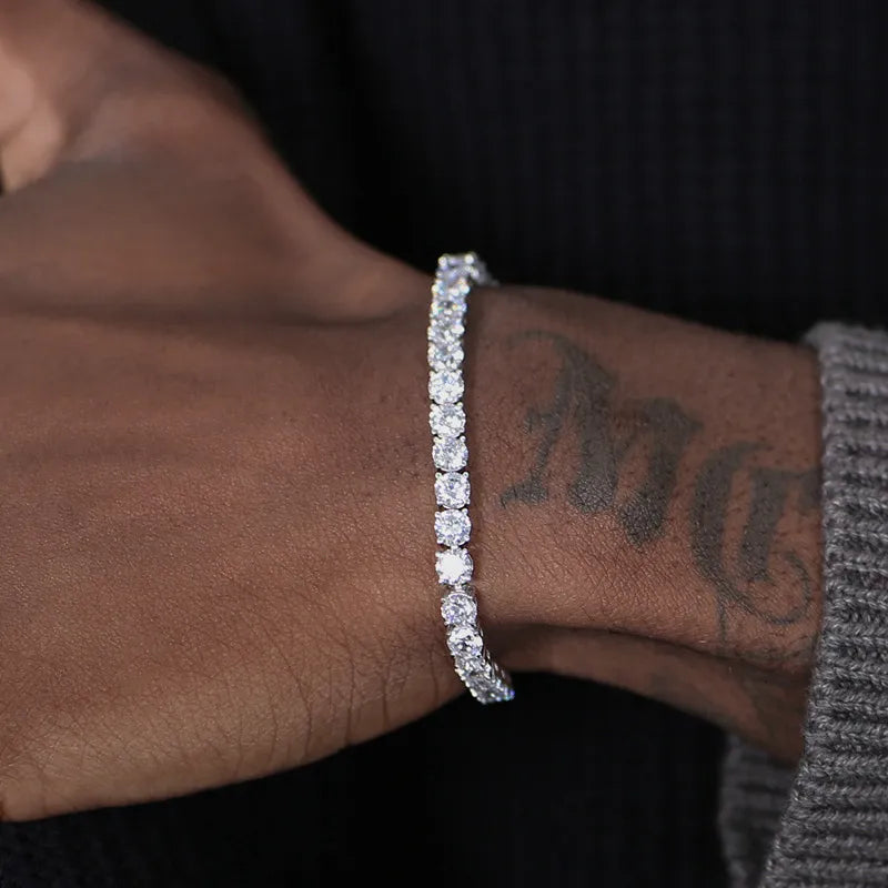 Real Moissanite Tennis Necklace Bracelet For Women Men 925 Sterling Silver 3/4/5mm Full Diamonds With GRA Hiphop Party Jewelry - Uknowucme