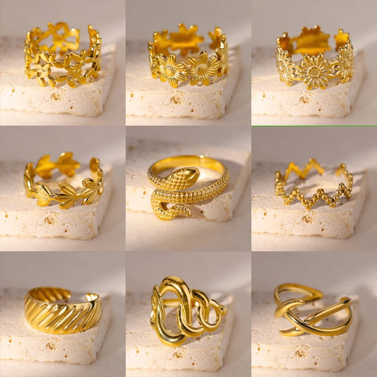 Stainless Steel Rings for Women Men Gold Color Gothic Snake Ring Vintage Punk Party Jewelry Christmas Gifts Wholesale anillos