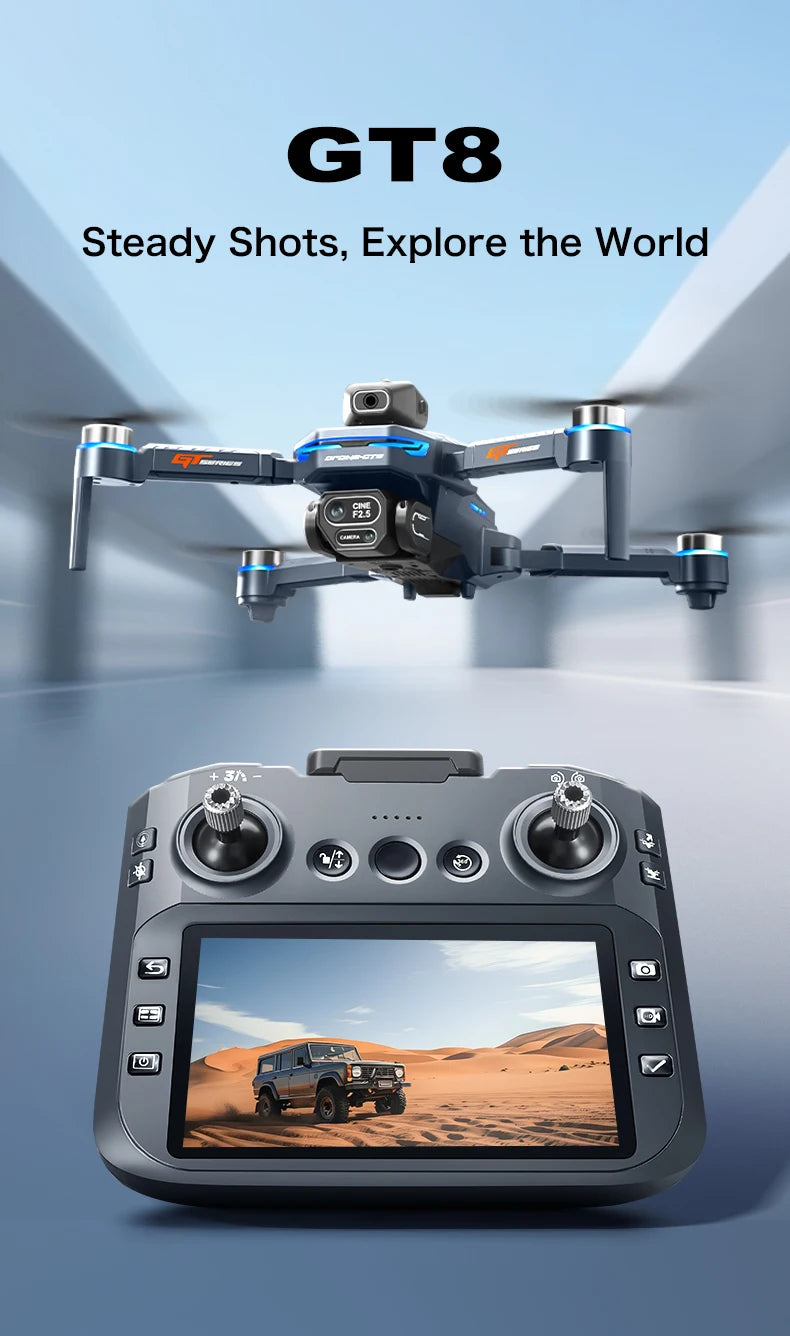 2025 New GT8 Drone GPS 8K Professional HD 360° Dual Cameras 5G WIFI Brushless Motors Obstacle Avoidance Foldable Quadcopter Toys - Uknowucme