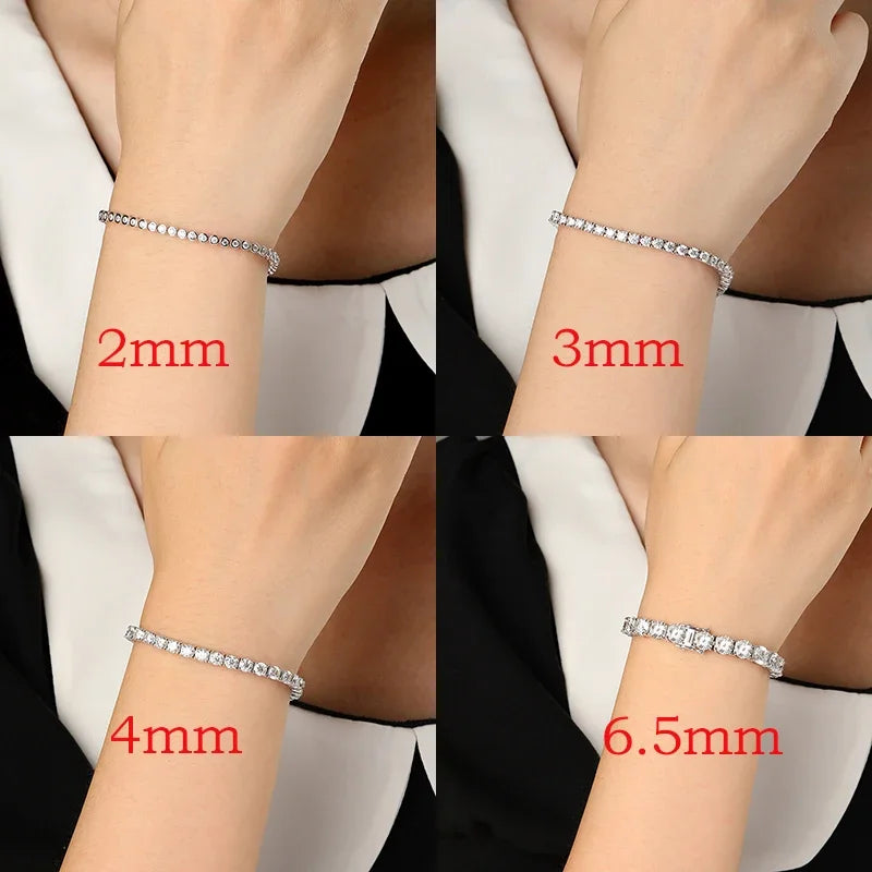 Smyoue 2-6.5mm Real Moissanite Tennis Bracelet for Women Christmas Gift Platinum Plated 100% 925 Sterling Silver Wedding Jewelry - Uknowucme