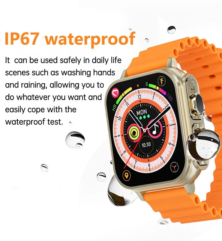 2025 Waterproof SmartWatch Heart Rate Bluetooth Call Music Playback TWS Earphones 2-In-1 Pedometer Sports Watch - Uknowucme
