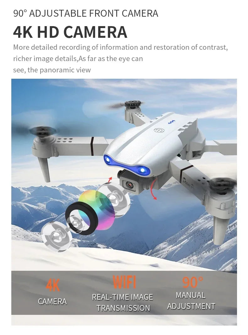 2024 E99Pro RC Drone 4K Professinal With 1080P Wide Angle HD Camera Foldable Helicopter WIFI FPV Height Hold Gift Toy - Uknowucme