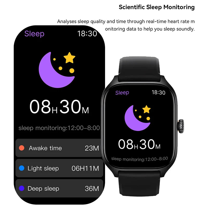 New Smart Watch For Android iOS 2.01" Smartwatch Answer Make Call Waterproof Sports Fitness Tracker Heart Rate Sleep Monitoring