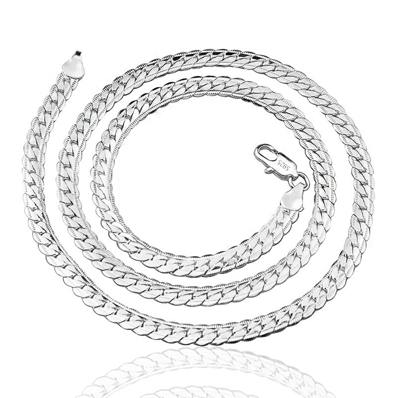 18K Gold/Silver Color 6mm Full Sideways Necklace 8/18/20/24 Inch Chain For Woman Men Fashion Wedding Engagement Jewelry - Uknowucme
