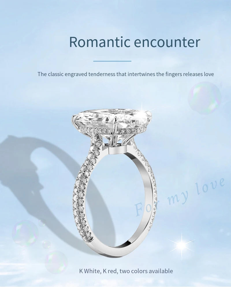 Moissanite Ring 100% Real 925 Sterling Silver Diamond Party Wedding Band Rings for Women Bridal Engagement Jewelry GRA Certified - Uknowucme