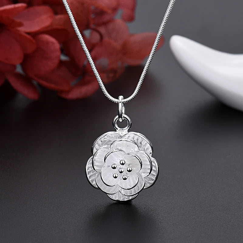 Fine 925 Sterling Silver Charms Necklace Earring Bangle Jewelry for Lady Girl Women Retro Set Wedding Gift TRENDY - Uknowucme