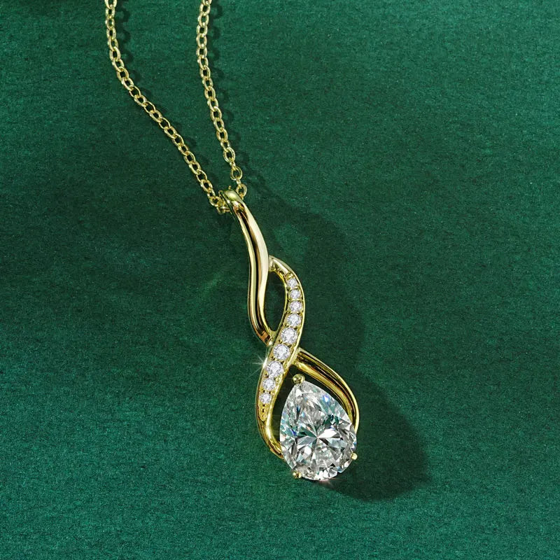 Anziw 7x10mm 2ct Pear Cut Moissanite Infinity Pendant Necklace for Women 925 Sterling Silver Adjustable Chain Fine Jewelry Gift - Uknowucme