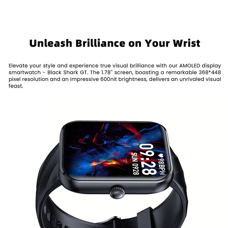 Black Shark GT Smartwatch Global Version 1.78'' AMOLED Display 10 days Battery Life Bluetooth 5.2 Smart Watch  100+ Sport Modes - Uknowucme