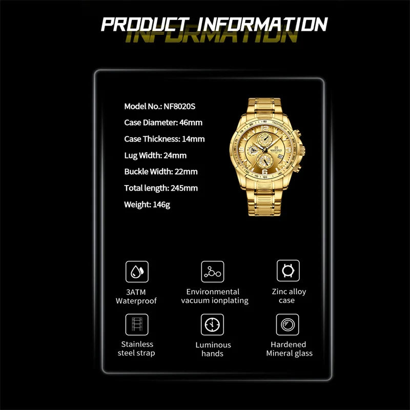 NAVIFORCE High Quality Watches for Men Luxury Fashion Design Multifunction Waterproof Quartz Male WristWatch Relogio Masculino - Uknowucme