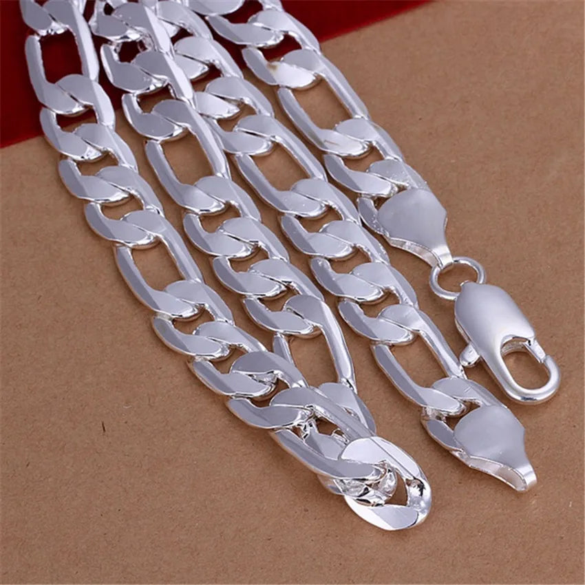 solid 925 Sterling Silver necklace for men classic 12MM Cuban chain 18-30 inch Charm high quality Fashion jewelry wedding