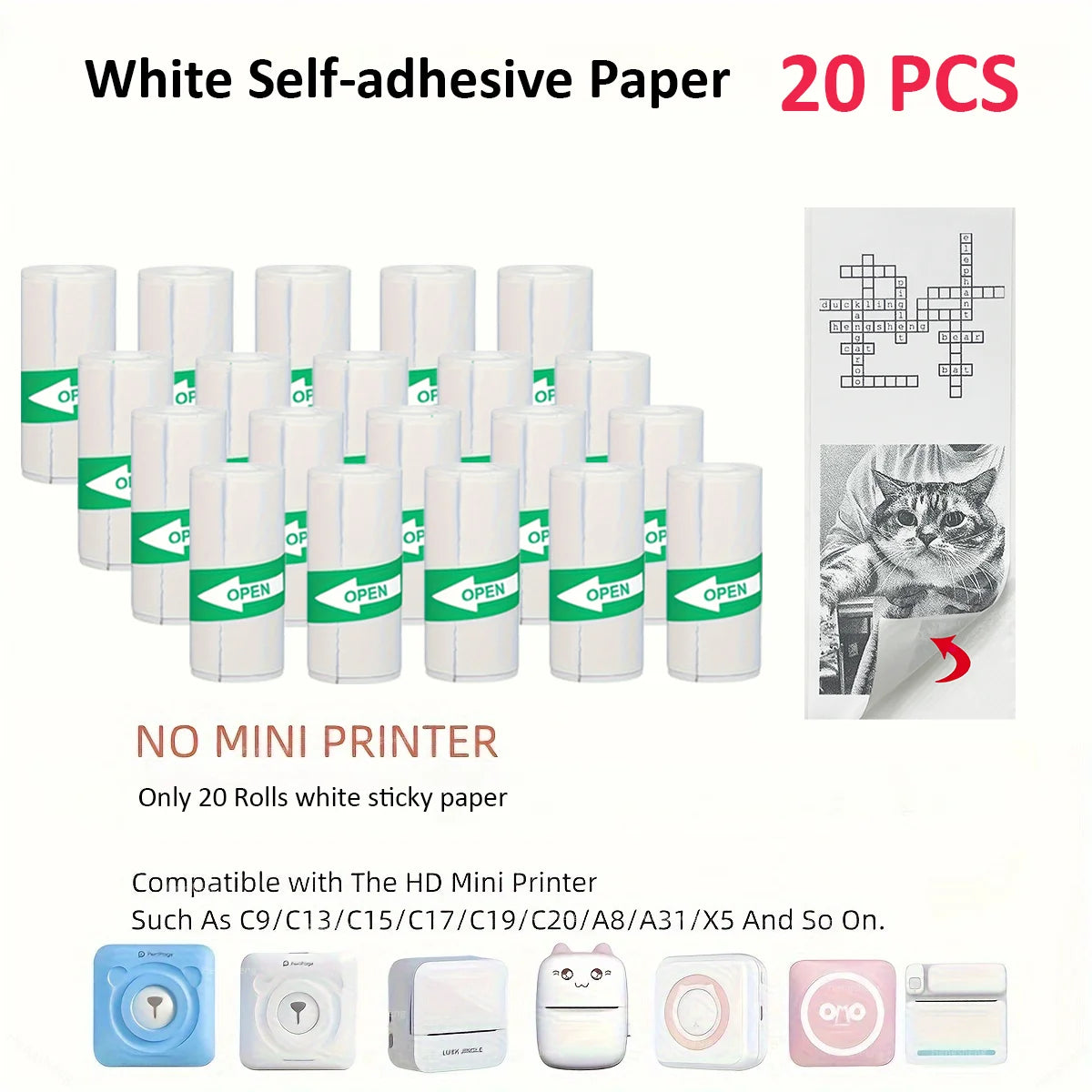 57*25mm Thermal Paper 30 Rolls White Children Camera Instant Print Kids Camera Printing Paper Replacement Accessories Parts - Uknowucme
