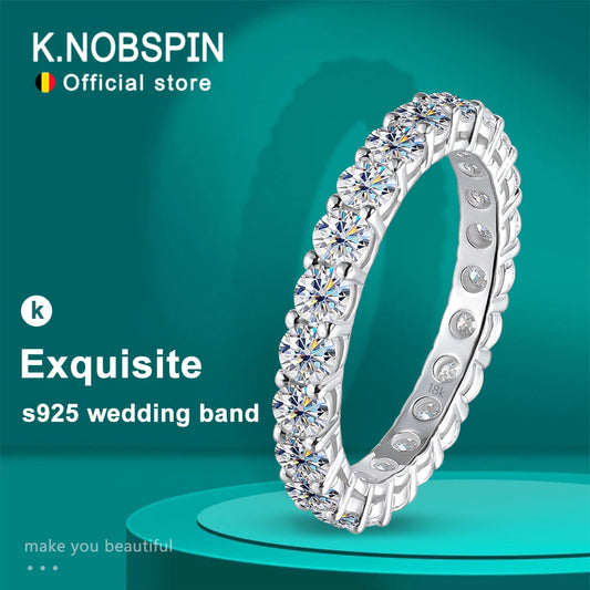 KNOBSPIN 3mm Round Moissanite Ring 18K White Gold Plated 925 Sterling Silver Fine Jewelry Wedding Engagement Rings for Women Man - Uknowucme