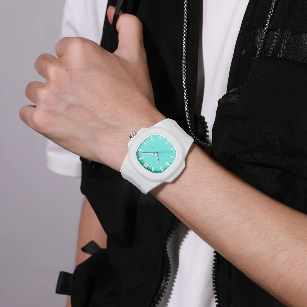 Men Women Watch Classic Orologio Simple Couple Black White Silicone Blue Reloj Quartz Wristwatch Male Man Ladies Student Clock - Uknowucme