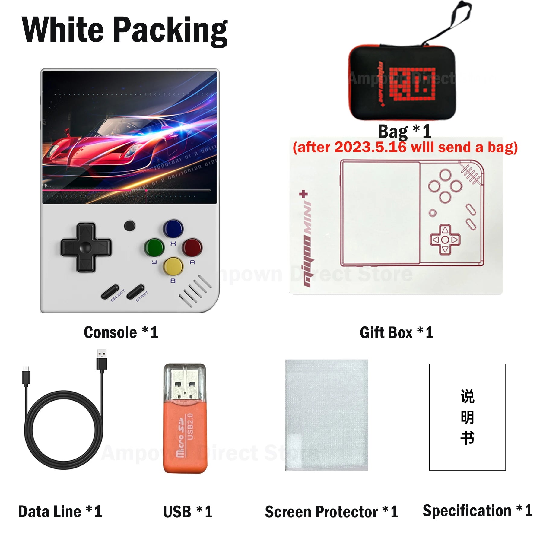 Miyoo mini + Miyoomini Plus 3.5'' IPS OCA Portable Retro 128GB Video Game Consoles ARM-Cortea-A7 3000mAh Support More Retro Game - Uknowucme