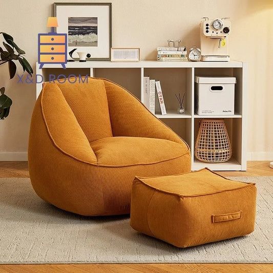 X&D Bean Bag Lazy Corduroy Comfortable Sofa Single Bed Tatami Bedroom Balcony Casual Lightweight Small Sofa Living Room 2024 New - Uknowucme