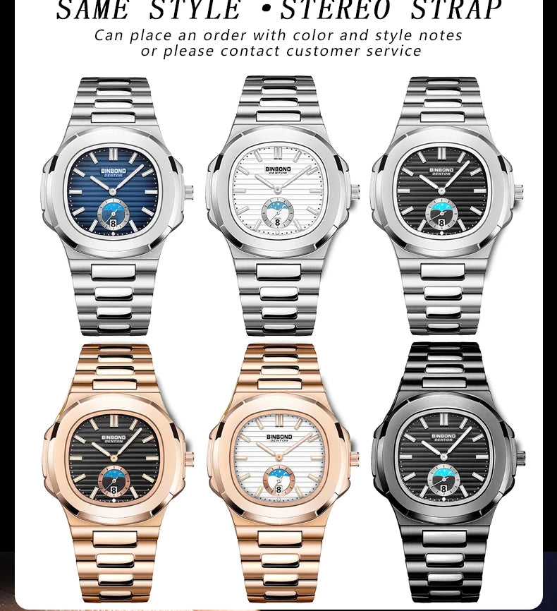 BINBOND Luxury Men Wristwatch Business Waterproof Luminous Date Man Watch Stainless Steel Men's Quartz Watches Relogio Masculino - Uknowucme