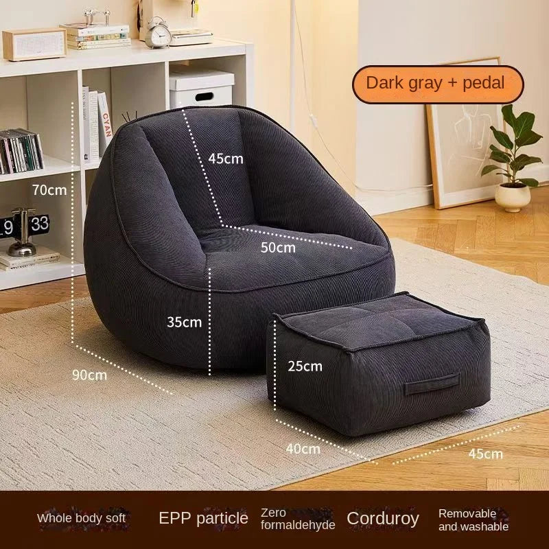 X&D Bean Bag Lazy Corduroy Comfortable Sofa Single Bed Tatami Bedroom Balcony Casual Lightweight Small Sofa Living Room 2024 New - Uknowucme